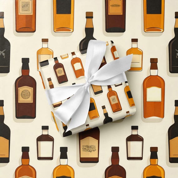 Whiskey Gift Wrap Groom Wrapping Paper Men Wedding Box