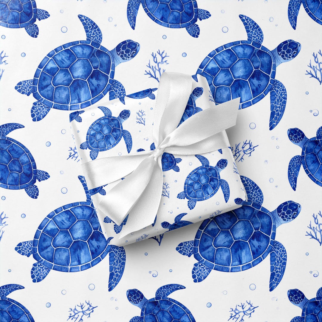 Sea Turtle Wrapping Paper for Ocean Lovers and Beachy Gifts - Etsy