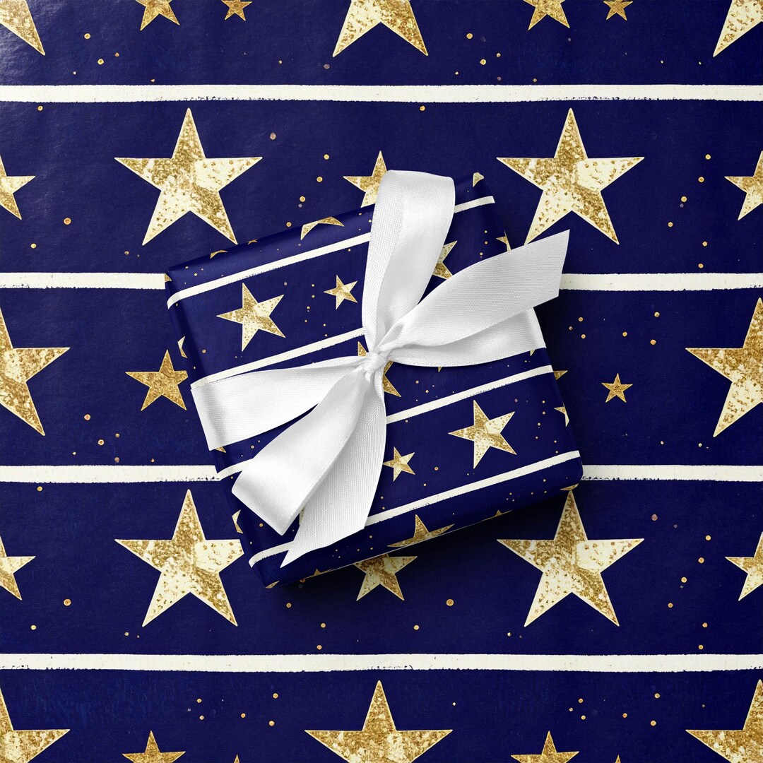 Star Strip Pattern Navy and Gold Star Stripe Pattern for Fourth of July or Graduation ...