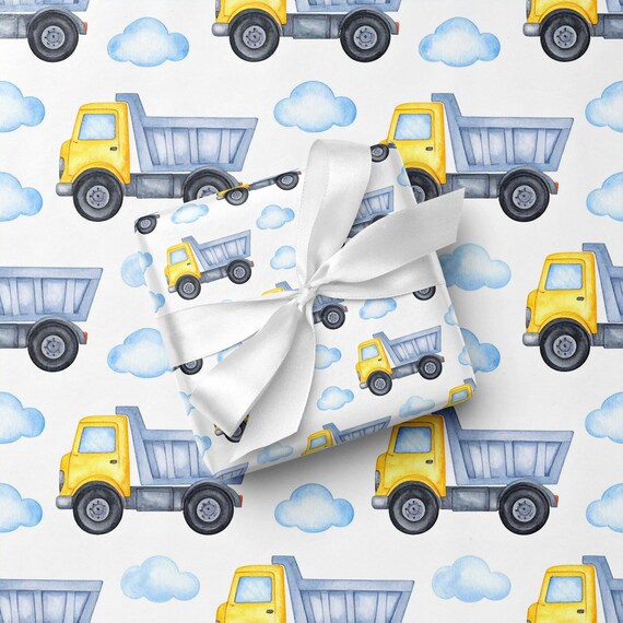 Dump Truck Gift Wrap Kids Birthday Wrapping Paper Construction Party Paper