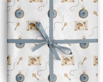 Treasure Map Wrapping Paper Pirate Birthday Adventure Party Baby Shower Gift