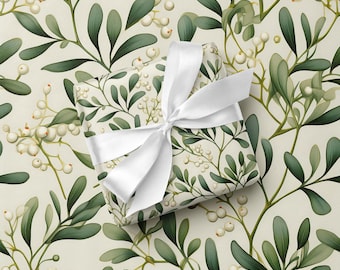Papel de regalo de muérdago para bodas de invierno