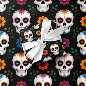 Inpakpapier suikerschedel, artistiek bloemdessin