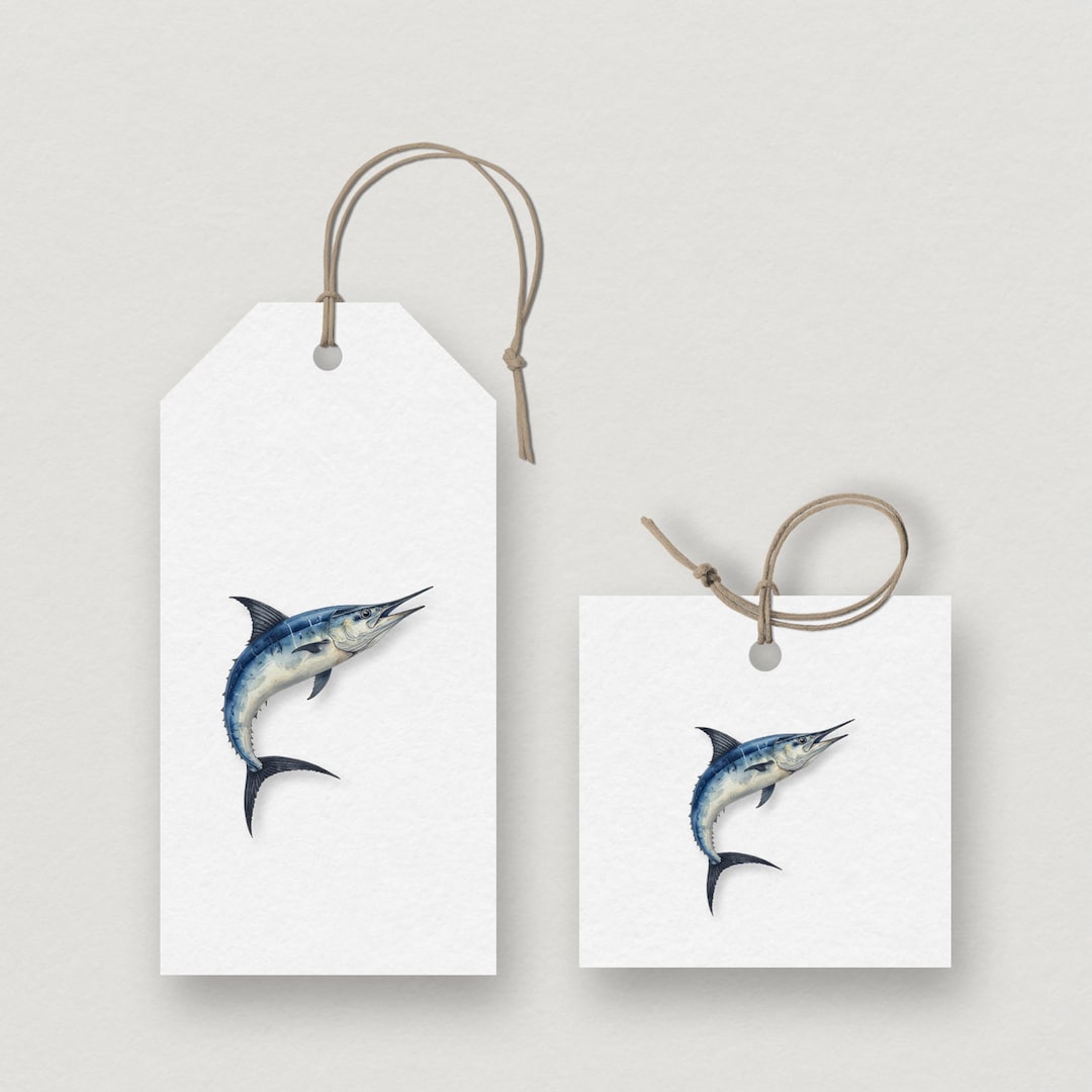 Marlin Gift and Favor Tags Fish Label Coastal Gift Tag for Fishermen - Etsy