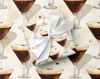 Papel de regalo para Espresso Martini, ideal para cócteles, bodas, fiestas y regalos creativos.