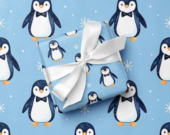 Papel de regalo de pingüino para envolver regalos de invierno