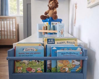 Wandablage Kinderzimmer Holz | Bücherleiste Deko Regal | Kallax & Pax kompatibel | Montessori inspiriert | 40cm oder 50cm | Wandregal Deko