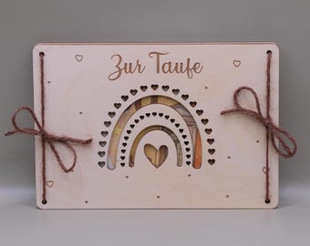 Wooden money gift card for baptism, communion, confirmation | Wooden money card | Handmade | Religious gift of money | Baptism gift idea