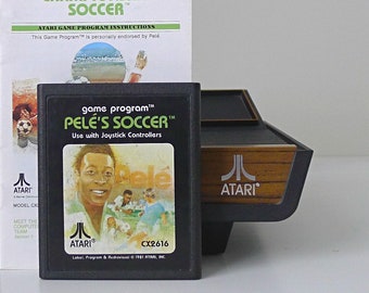 Original 1980s Atari 2600 Pele's Soccer Video Game Cartridge with Instruction Manual, Legendary Brazilian Soccer Player World Cup Champion