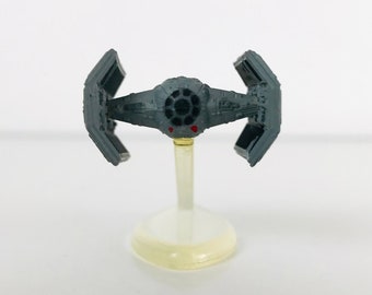 Miniature Star Wars Darth Vader's TIE Fighter Spaceship Model with Display Stand, 1990s Galoob Micro Machines 1" Toy, A New Hope Movie