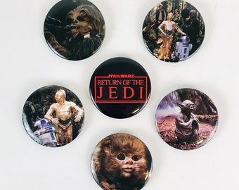 1983 Star Wars Return of the Jedi Pinback Buttons, Choose Your Favorite Movie Character Pin