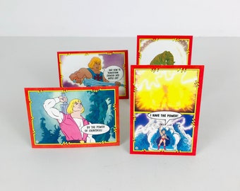 Vintage 1984 Masters of the Universe He-Man I Have The Power Transformation Trading Cards Set, By the Power of Grayskull, I Have The Power