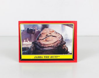 Vintage 1983 Star Wars Jabba the Hutt Trading Card, 1980s Topps Return of the Jedi Movie Card #13, Tatooine Desert Scene ROTJ