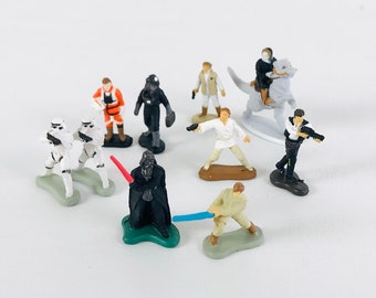 Miniature Star Wars Movie Figurines Set of 10 from the 1990s, Darth Vader, Han Solo, Princess Leia, Luke Skywalker, Stormtroopers & More