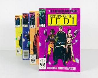 1983 Marvel Star Wars Return of the Jedi Official Movie Adaptation Comic Books Set Issue 1-4, Jabba the Hutt, Boba Fett, Han Solo Carbonite