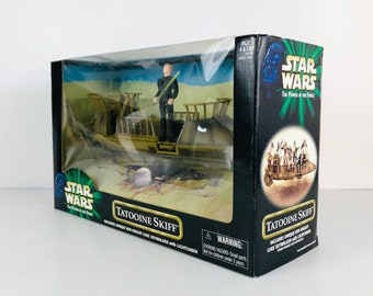 1999 Star Wars Tatooine Skiff Toy Vehicle with Luke Skywalker Action Figure and Sarlacc Pit Diorama, Return of the Jedi Movie Scene