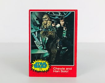 1977 Topps Star Wars A New Hope Movie Trading Card #111 Chewie and Han Solo, Peter Mayhew and Harrison Ford, 1970s Original Star Wars Gift