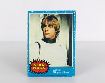 1977 Topps Star Wars Trading Card #1 Luke Skywalker Stormtrooper Disguise, Vtg Original Star Wars Blue Series Very First Card, Mark Hamill