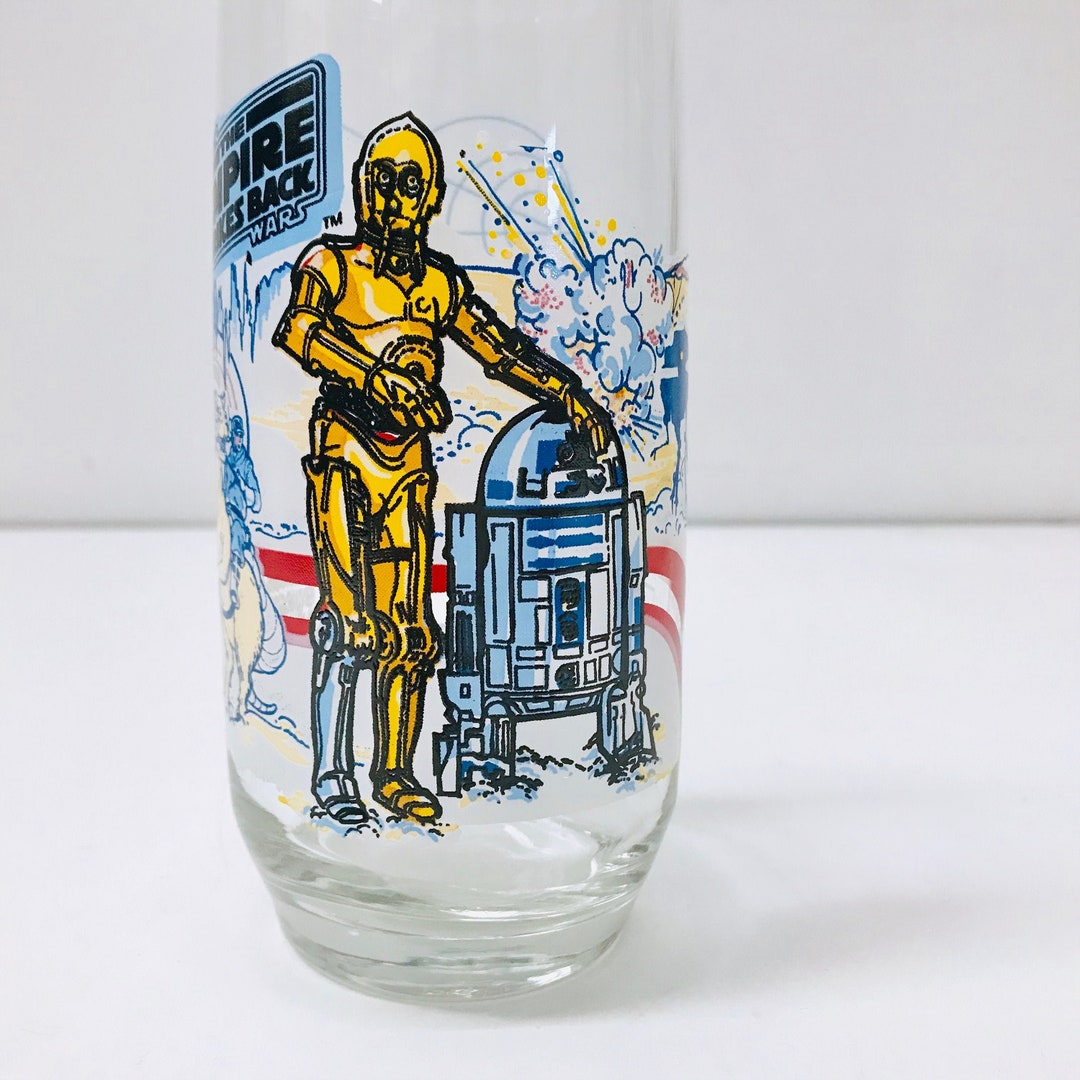 1980 Star Wars Glass Tumbler With R2D2 and C3PO, Fun Starwars Gifts for