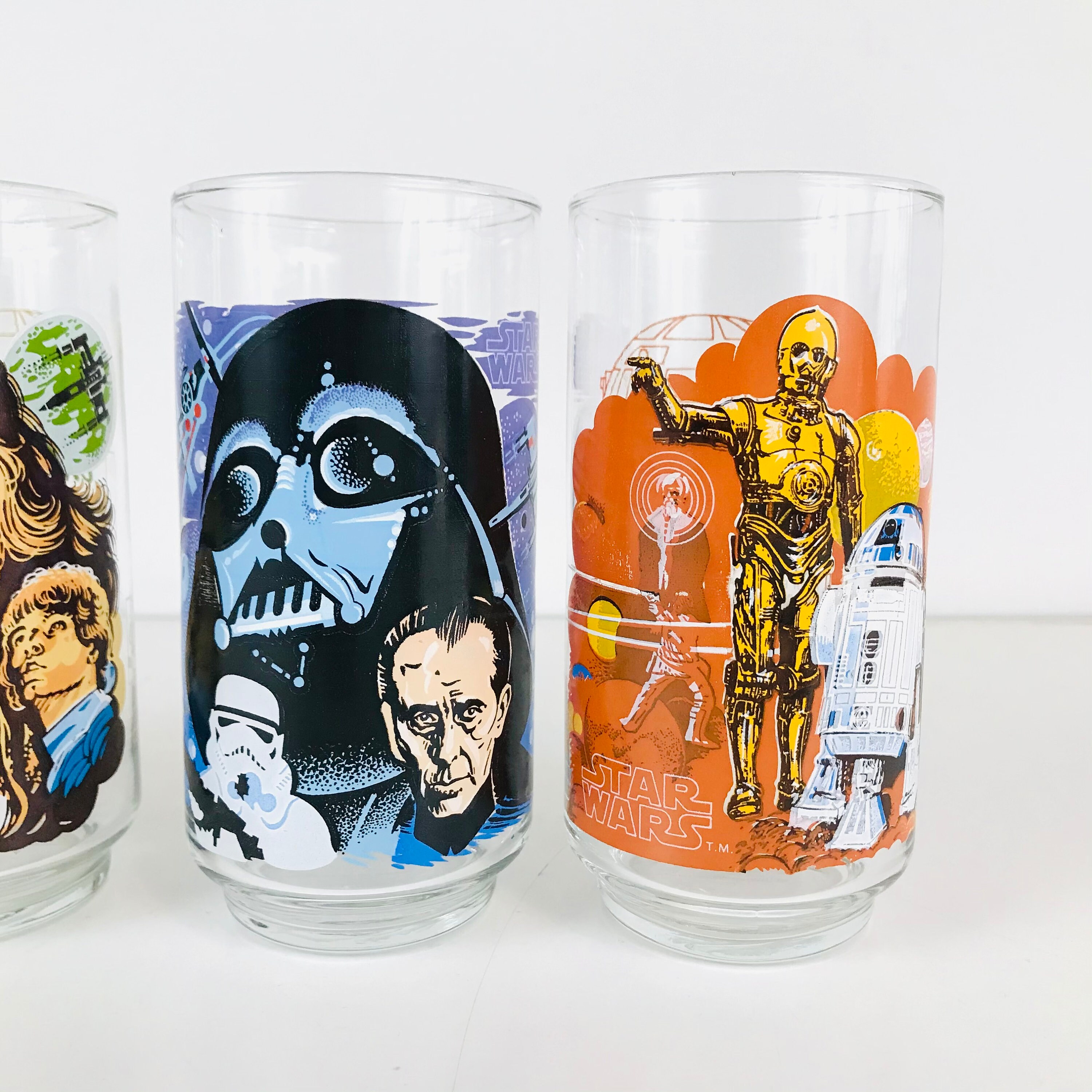 Star Wars Burger King Drinking Glasses 1977 Coca-Cola (2) Near Flawless