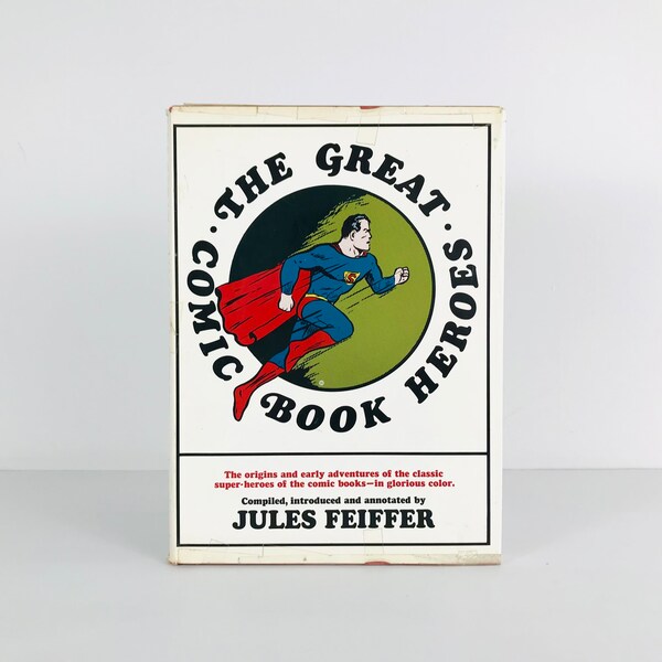 The Great Comic Book Heroes Superhero Origins Hardcover Coffee Table Book, 1965 Book Feat. Superman, Batman, Wonder Woman, The Flash & More