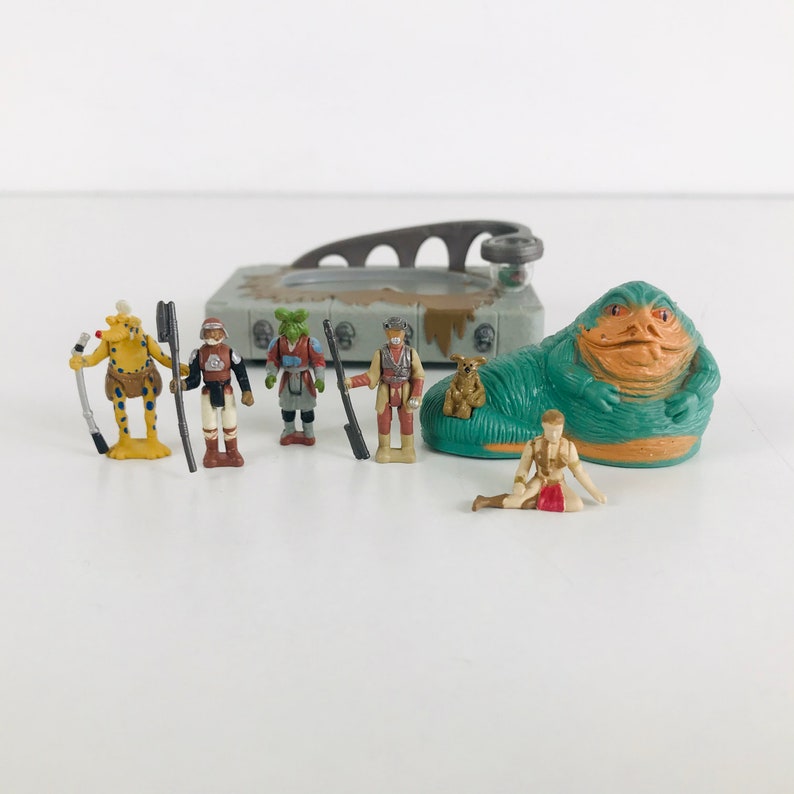 Miniature Star Wars Jabba The Hutt Playset with Slave Princess Leia, 1990s Galoob Micro Machines Series Toy with 5 Figurines image 10