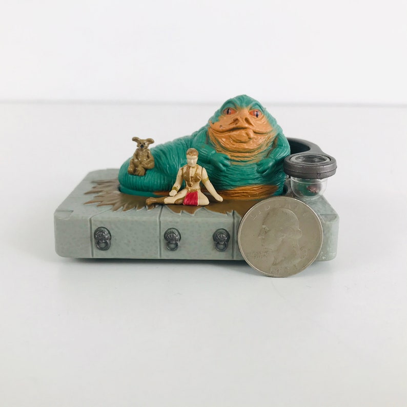 Miniature Star Wars Jabba The Hutt Playset with Slave Princess Leia, 1990s Galoob Micro Machines Series Toy with 5 Figurines image 6