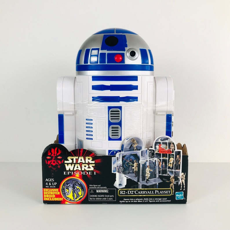 R2D2 Star Wars Action Figure Carrying Case Playset with Destroyer Droid Figurine, Vintage Starwars Gifts for Men, R2-D2 the Droid, 90s Toys image 1
