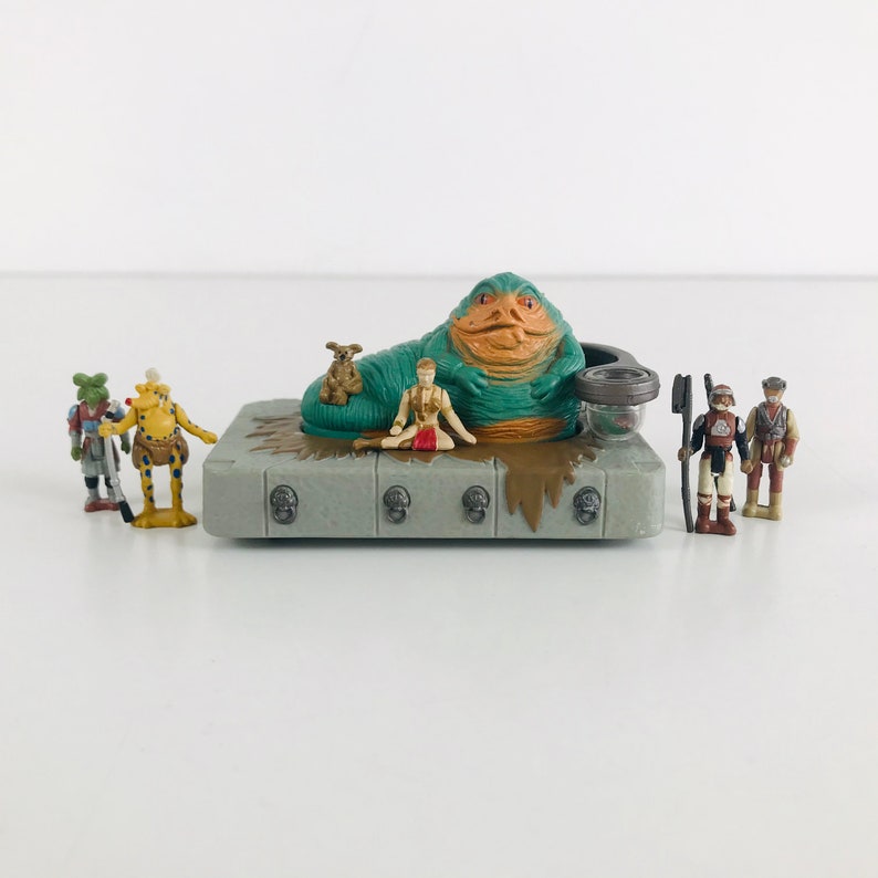 Miniature Star Wars Jabba The Hutt Playset with Slave Princess Leia, 1990s Galoob Micro Machines Series Toy with 5 Figurines image 4