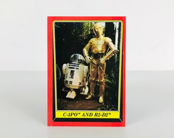 Vintage 1983 Topps Star Wars Trading Card with R2-D2 and C-3PO, Return of the Jedi Movie Series Card #8, Cool Fathers Day Gift