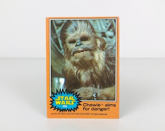 1977 Star Wars Chewbacca Trading Card #290 Chewie Aims For Danger, 1970s Topps A New Hope Movie Orange Series Bubblegum Card