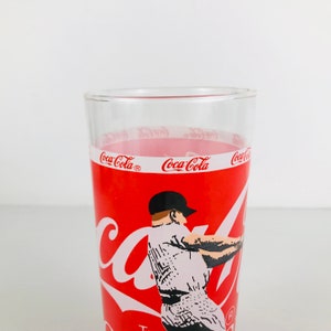 1980s Coca Cola Classic High Ball Style Glass Tumblers Set of 3, Baseball Golf Tennis Sports Themed Gifts, Retro Original Coke Logo Glasses image 8