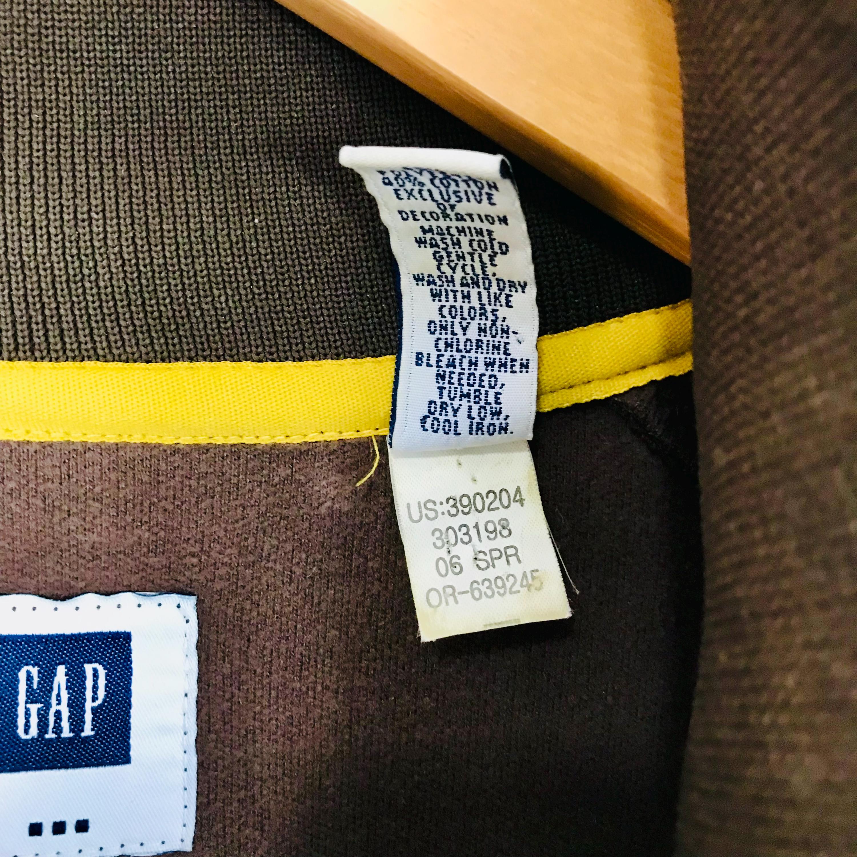 Men's GAP Zip up Track Jacket Size LARGE Brown With Yellow