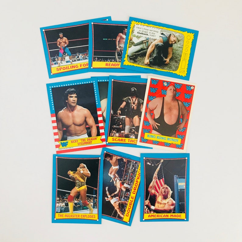 Vintage WWF Wrestling 1980s Trading Cards 1 Unopened Wax Pack, WWE Fathers Day Gift for Men, Hulk Hogan / Andre the Giant and More image 3