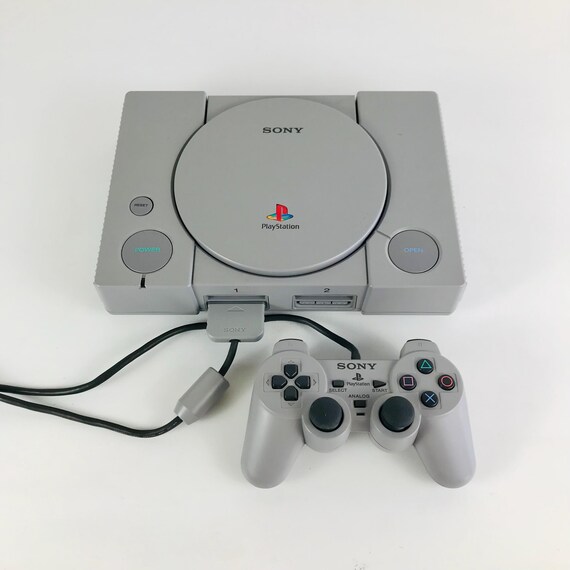 Vintage Sony Playstation Video Game Console 1999 Original PS1 System Complete With Controller and Cords Tested Works Great Etsy