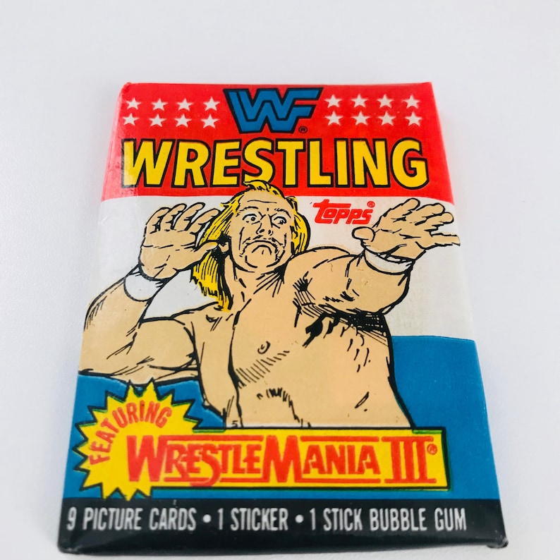 Vintage WWF Wrestling 1980s Trading Cards 1 Unopened Wax Pack, WWE Fathers Day Gift for Men, Hulk Hogan / Andre the Giant and More image 2