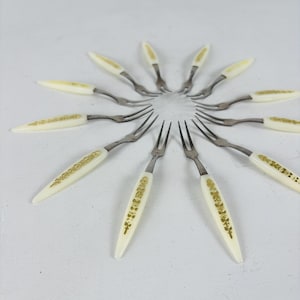 Vintage 1960s Stainless Steel Mini Appetizer Forks Set of 12, Party Favors Utensils for Hors D&#39;Oeuvres or Home Entertaining, Cocktail Forks
