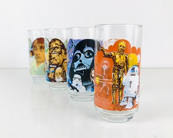 1977 Star Wars A New Hope Burger King Coca Cola Glasses, Vintage Glassware,  CHOOSE YOUR GLASS: Darth Vader, Han Solo, R2-D2, Luke Skywalker