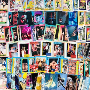 1980年代のヴィンテージトレーディングカード、100枚以上のカード：スターウォーズ、GIジョー、WWF、トロン、DCコミックス、ビバリーヒルズ90210など