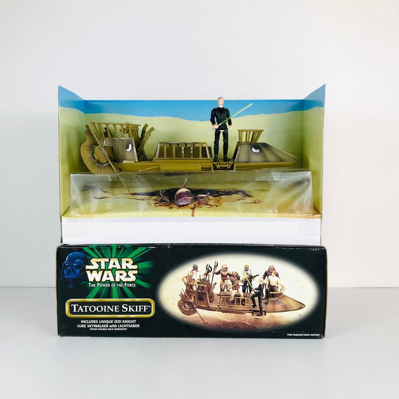 1999 Star Wars Tatooine Skiff Toy Vehicle with Luke Skywalker Action Figure and Sarlacc Pit Diorama, Return of the Jedi Movie Scene image 2