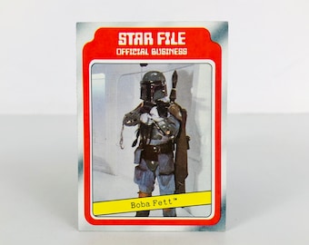 Vintage Boba Fett Star Wars Trading Card, 1980 Topps Empire Strikes Back Movie Star File Card #11, Infamous Bounty Hunter