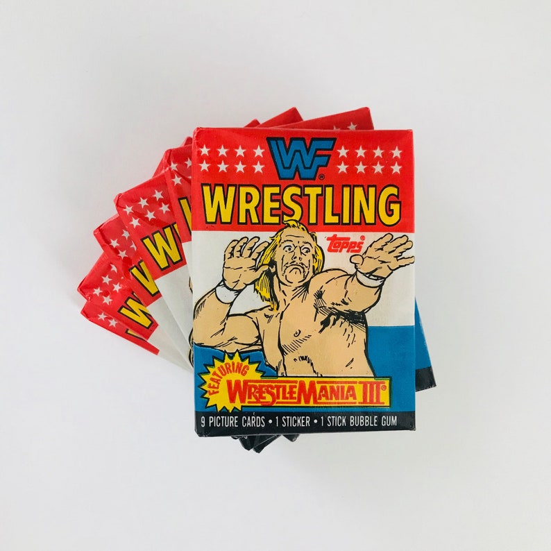 Vintage WWF Wrestling 1980s Trading Cards 1 Unopened Wax Pack, WWE Fathers Day Gift for Men, Hulk Hogan / Andre the Giant and More image 4