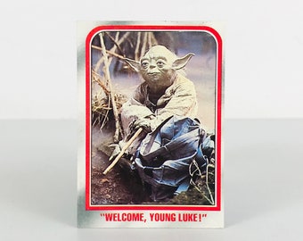 1980 Topps Star Wars Empire Strikes Back Movie Yoda Trading Card #59, "Welcome, Young Luke", Yoda Dagobah Swamp Jedi Training Luke Skywalker