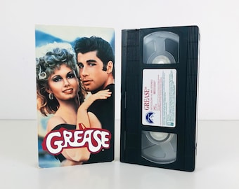 Vintage Grease Movie VHS Tape Starring Olivia Newton John and John Travolta, 1970s Musical Movie, Rydell High School, Grease Lightning