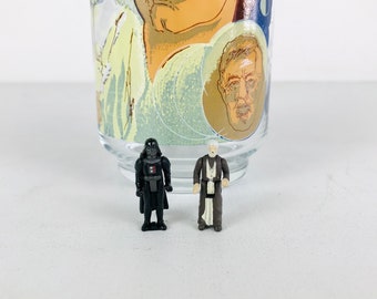 Star Wars Miniature Darth Vader and Obi-Wan Kenobi Figurines Set, 1" Mini Figures, Original A New Hope Movie Characters, 1990s Toys