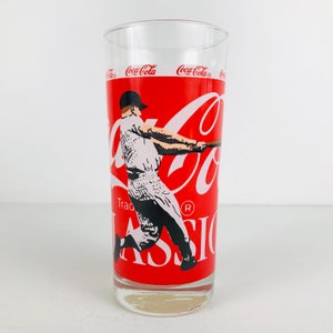 1980s Coca Cola Classic High Ball Style Glass Tumblers Set of 3, Baseball Golf Tennis Sports Themed Gifts, Retro Original Coke Logo Glasses image 3