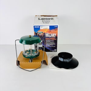 Vintage Sears Sir Edmund Hillary Propane Lantern, Single Mantle Camping Lantern, 1990s New Old Stock with the Original Box