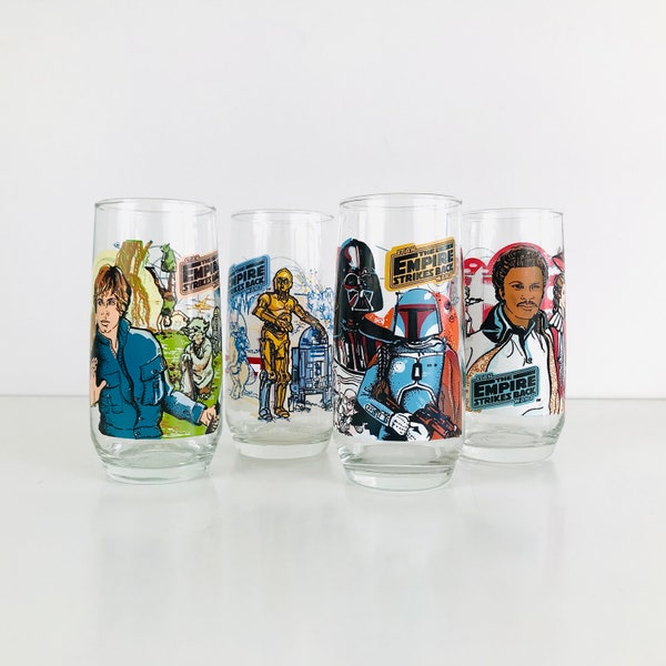 1980s Star Wars Burger King Coca Cola Glasses, CHOOSE YOUR FAVORITE, Vintage 1980 Empire Strikes Back Movie, Boba Fett Gifts