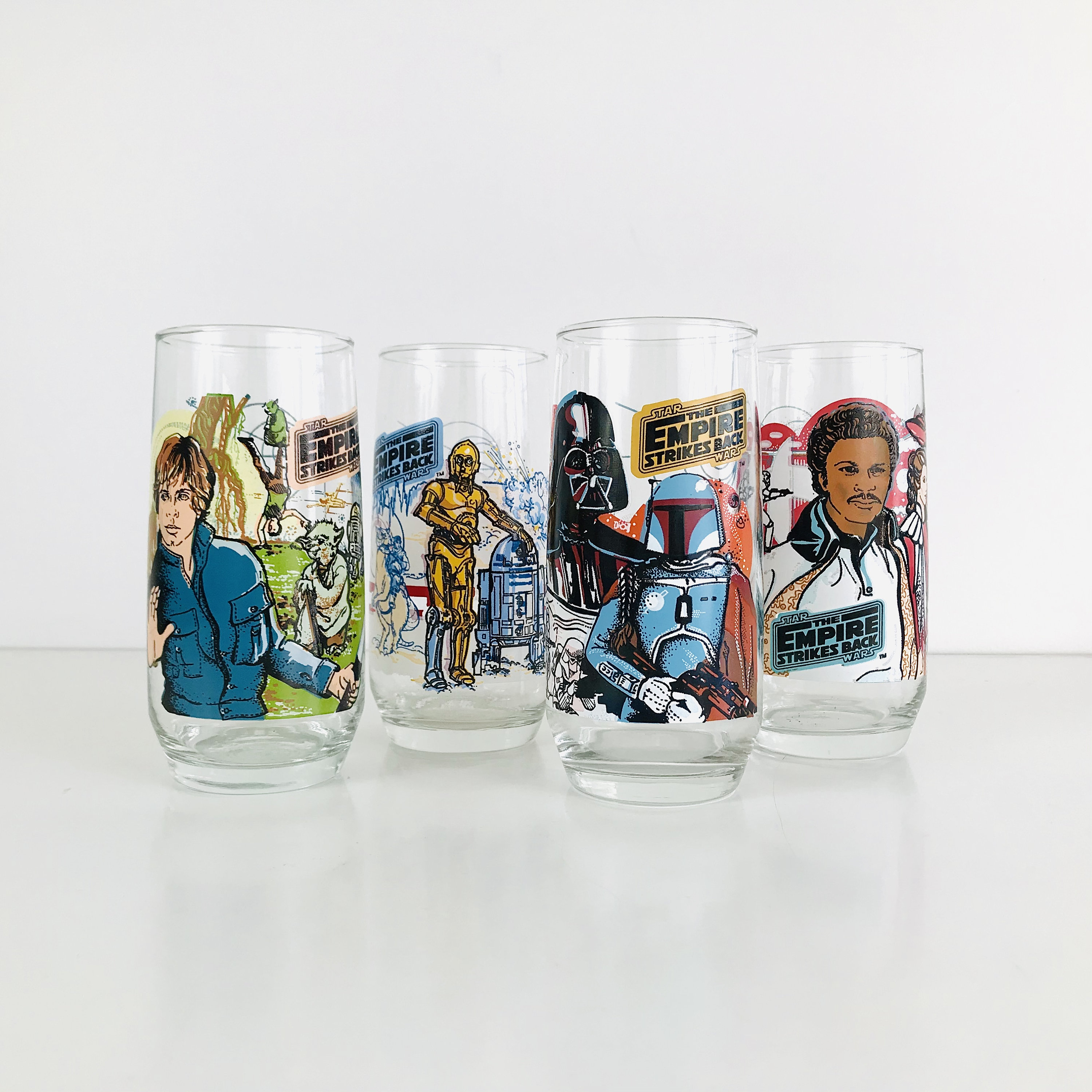 Star Wars Collectable Glasses 16oz Set of 4 Yoda Vader Boba Fett  Stormtrooper