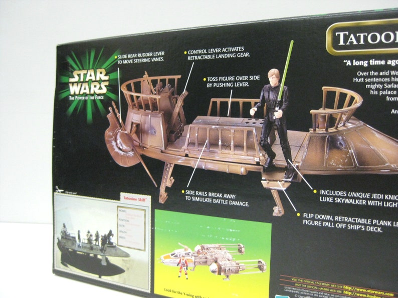 1999 Star Wars Tatooine Skiff Toy Vehicle with Luke Skywalker Action Figure and Sarlacc Pit Diorama, Return of the Jedi Movie Scene image 7